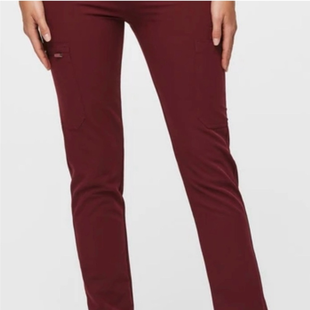 Figs Yola Skinny Scrub Pants Burgundy Small